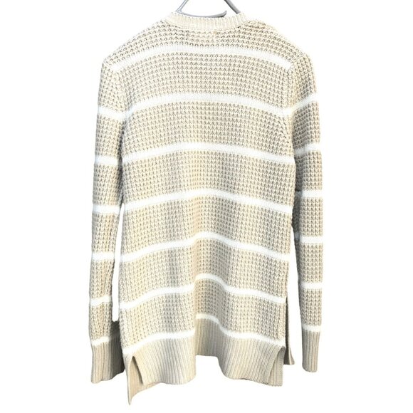 Pink Rose Beige & White Striped Knit Cardigan Sweater With Pockets - Size M - Picture 3 of 3